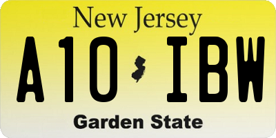 NJ license plate A10IBW