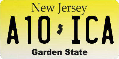 NJ license plate A10ICA