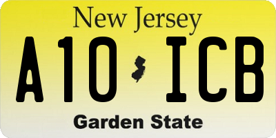 NJ license plate A10ICB