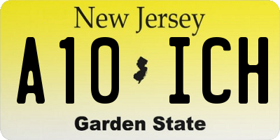 NJ license plate A10ICH