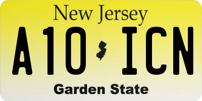 NJ license plate A10ICN