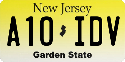 NJ license plate A10IDV