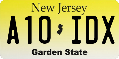 NJ license plate A10IDX