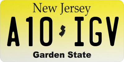 NJ license plate A10IGV
