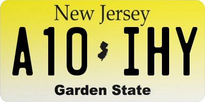 NJ license plate A10IHY
