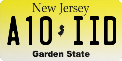 NJ license plate A10IID
