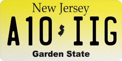 NJ license plate A10IIG