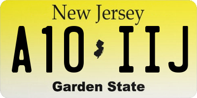 NJ license plate A10IIJ