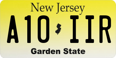 NJ license plate A10IIR