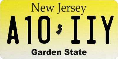 NJ license plate A10IIY