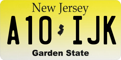 NJ license plate A10IJK