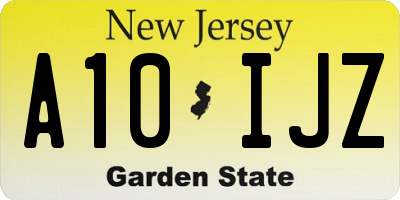 NJ license plate A10IJZ