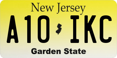 NJ license plate A10IKC
