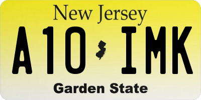 NJ license plate A10IMK