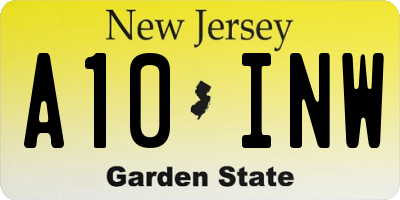 NJ license plate A10INW