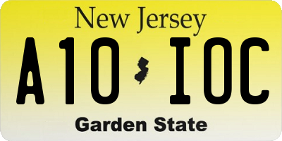 NJ license plate A10IOC