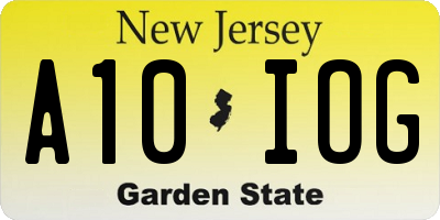 NJ license plate A10IOG