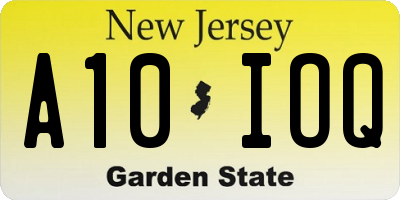 NJ license plate A10IOQ