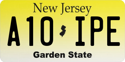 NJ license plate A10IPE