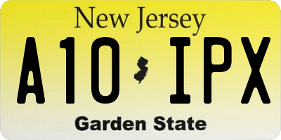 NJ license plate A10IPX