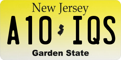 NJ license plate A10IQS