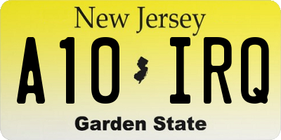 NJ license plate A10IRQ