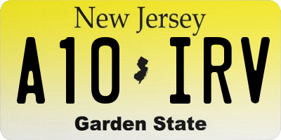 NJ license plate A10IRV