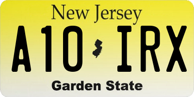 NJ license plate A10IRX
