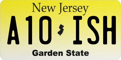 NJ license plate A10ISH