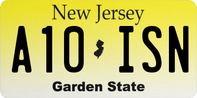 NJ license plate A10ISN