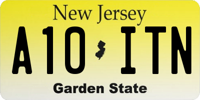 NJ license plate A10ITN