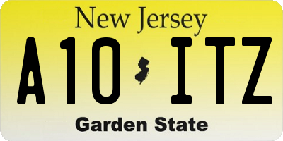 NJ license plate A10ITZ