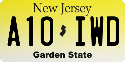 NJ license plate A10IWD