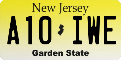 NJ license plate A10IWE