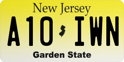 NJ license plate A10IWN