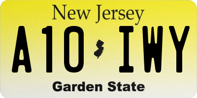 NJ license plate A10IWY