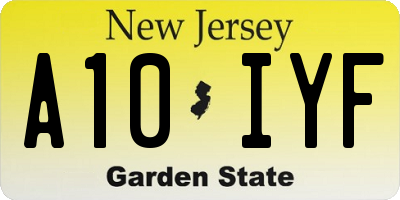 NJ license plate A10IYF