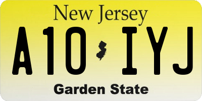 NJ license plate A10IYJ