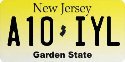 NJ license plate A10IYL
