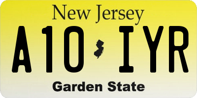 NJ license plate A10IYR
