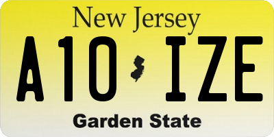 NJ license plate A10IZE