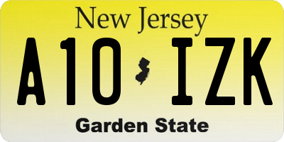 NJ license plate A10IZK