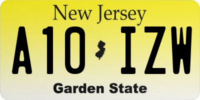 NJ license plate A10IZW