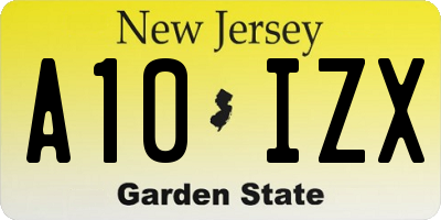NJ license plate A10IZX