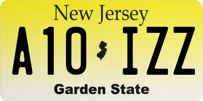 NJ license plate A10IZZ