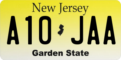 NJ license plate A10JAA