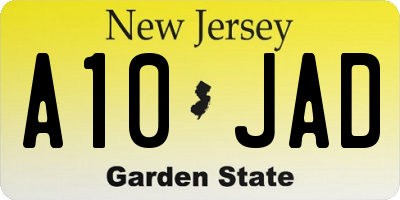 NJ license plate A10JAD