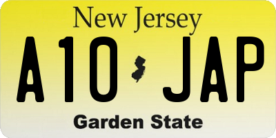 NJ license plate A10JAP