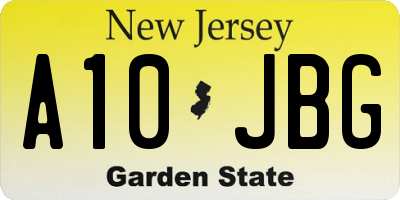 NJ license plate A10JBG