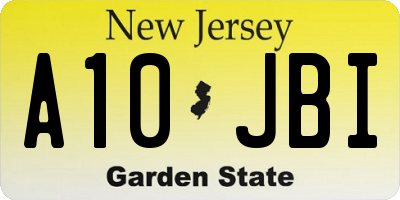 NJ license plate A10JBI
